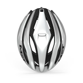 Casco Met Trenta 3K Carbon Mips Blanco/Plata Metalico