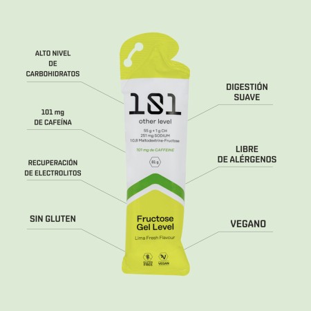 Gel Fructosa 101 Level con Cafeina Lima 81gr