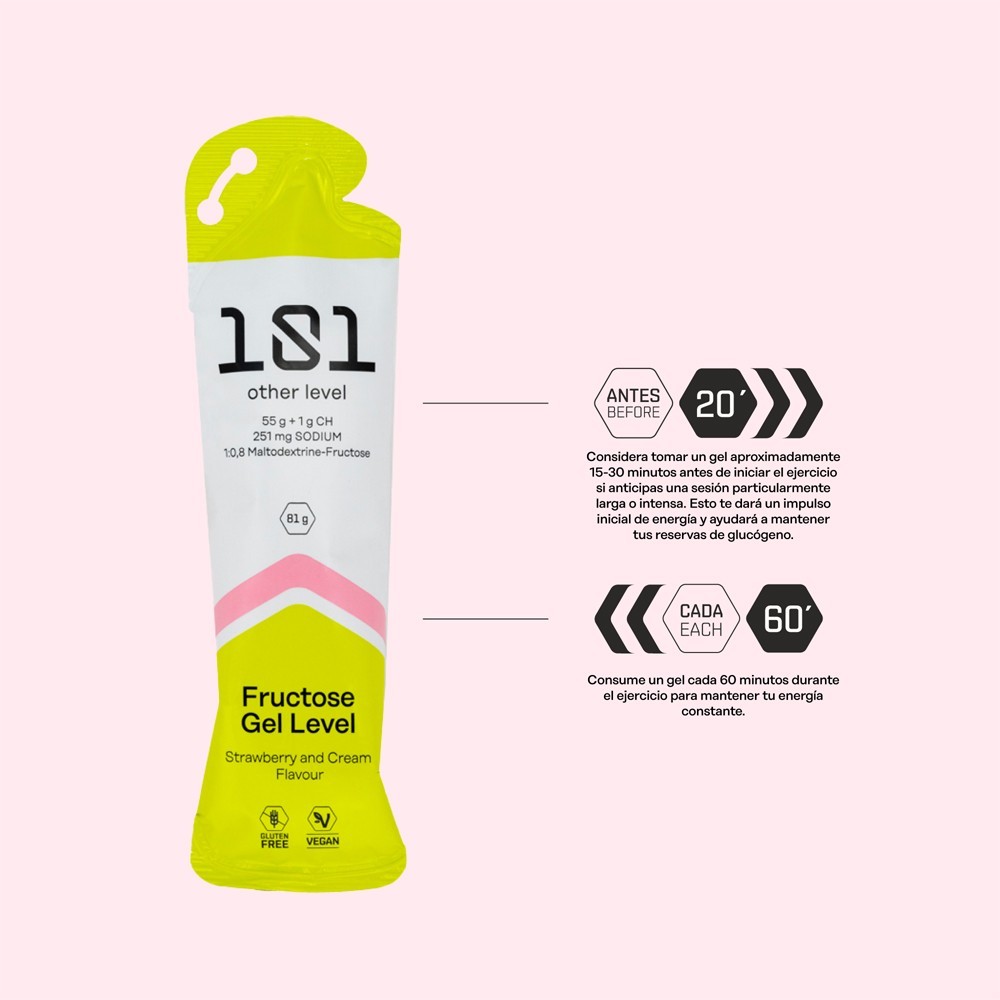 FRUCTOSE GEL LEVEL  Sabor de fresa y crema 81gr