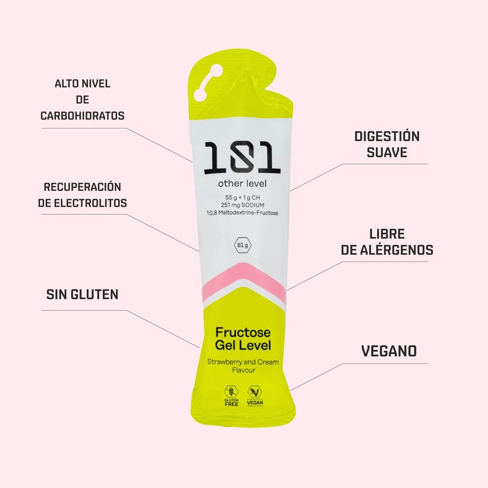 FRUCTOSE GEL LEVEL  Sabor de fresa y crema 81gr