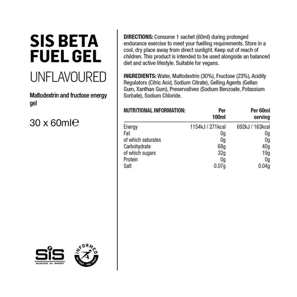 Gel Energético SIS Beta Fuel Neutro 60 ml | Geles