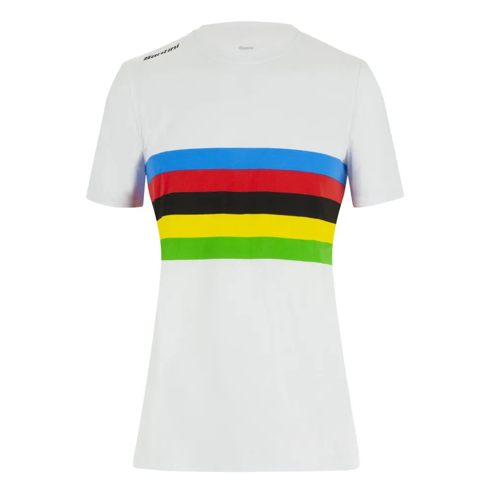 Camiseta Corta Santini Official UCI Rainbow Print Mujer