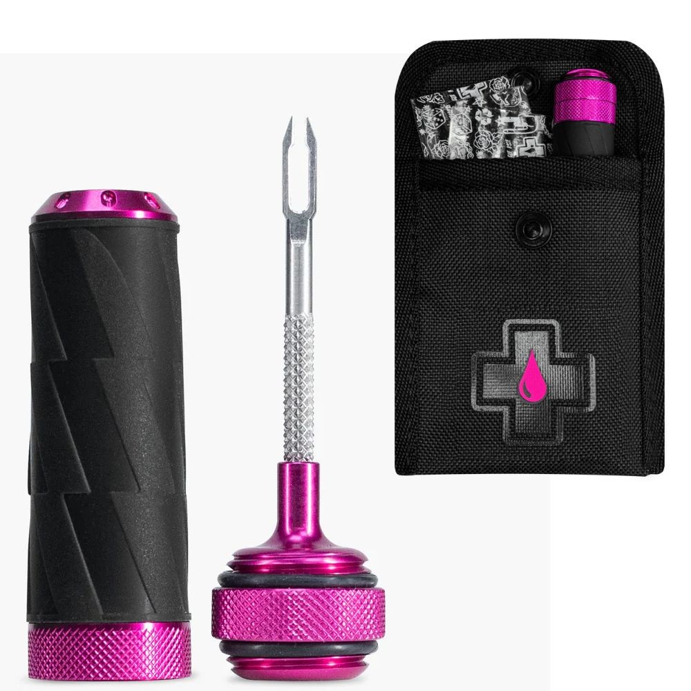 Kit de Mechas Reparación Tubeless Muc-Off Aluminio Rosa