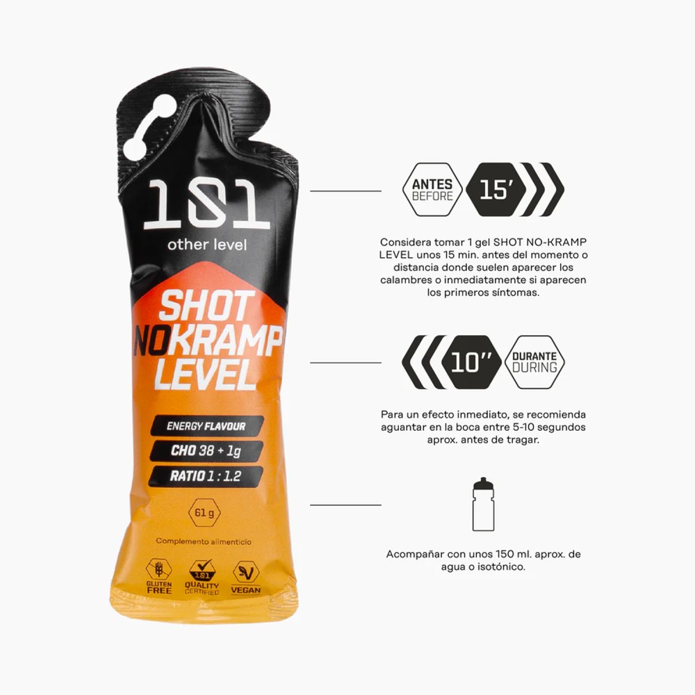 Gel Energético 101 Shot No Kramp Level Bebida Energética 61g