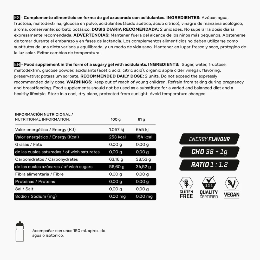 Gel Energético 101 Shot No Kramp Level Bebida Energética 61g