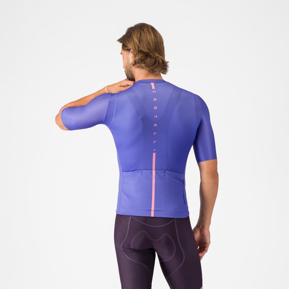 Maillot Corto Castelli Drittone Logo Ultravioleta/Rosa Giro