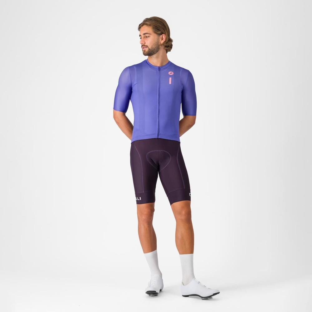 Maillot Corto Castelli Drittone Logo Ultravioleta/Rosa Giro