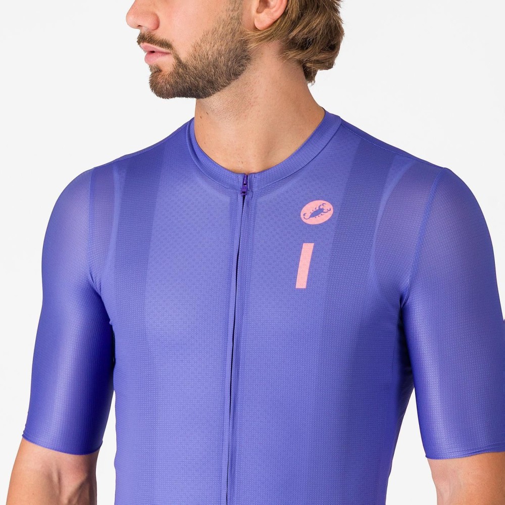 Maillot Corto Castelli Drittone Logo Ultravioleta/Rosa Giro
