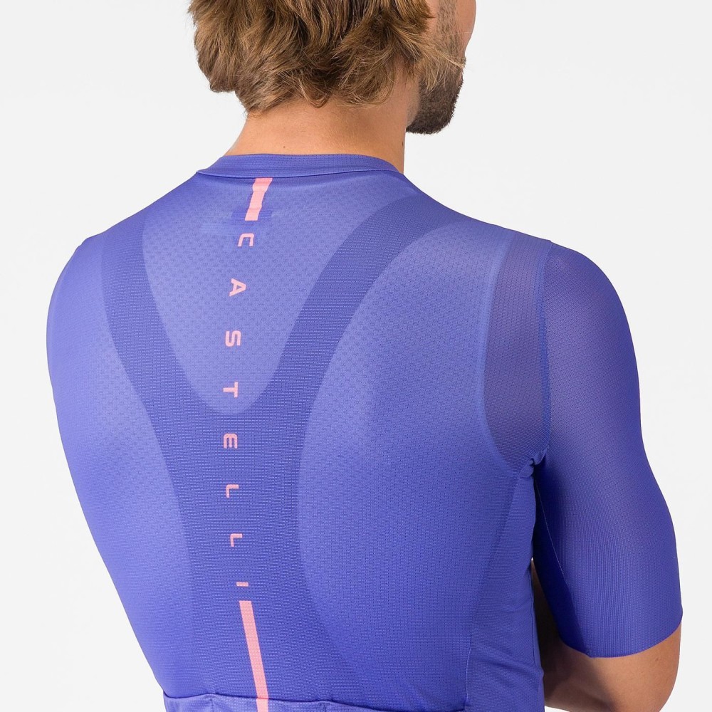 Maillot Corto Castelli Drittone Logo Ultravioleta/Rosa Giro