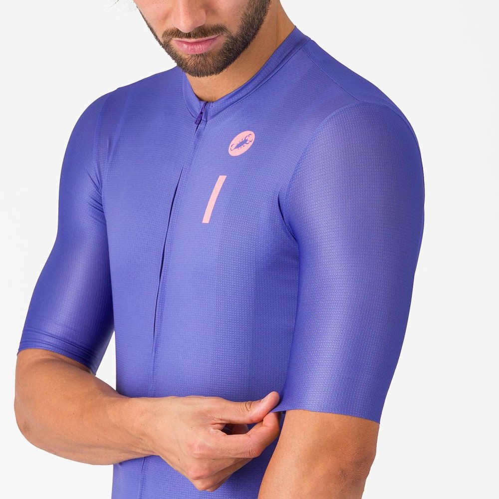 Maillot Corto Castelli Drittone Logo Ultravioleta/Rosa Giro