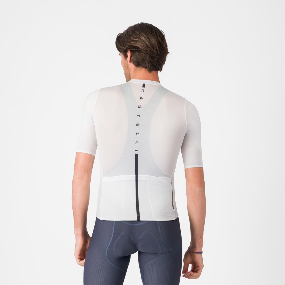 Maillot Corto Castelli Drittone Logo Hombre Blanco/Negro