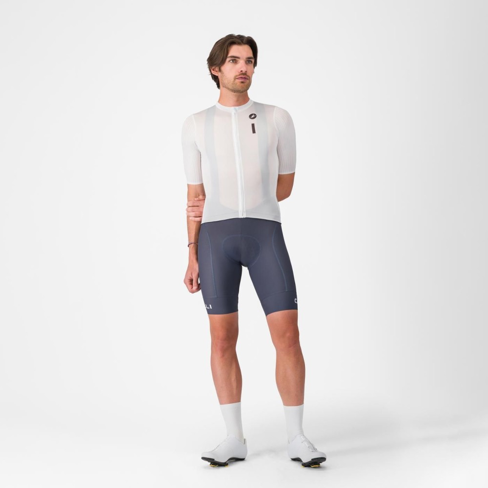 Maillot Corto Castelli Drittone Logo Hombre Blanco/Negro