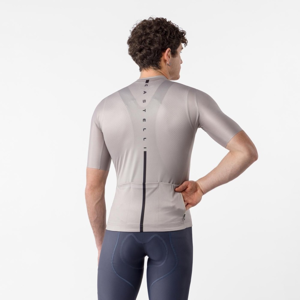 Maillot Corto Castelli Drittone Logo Hombre Clay/Azul Belgian