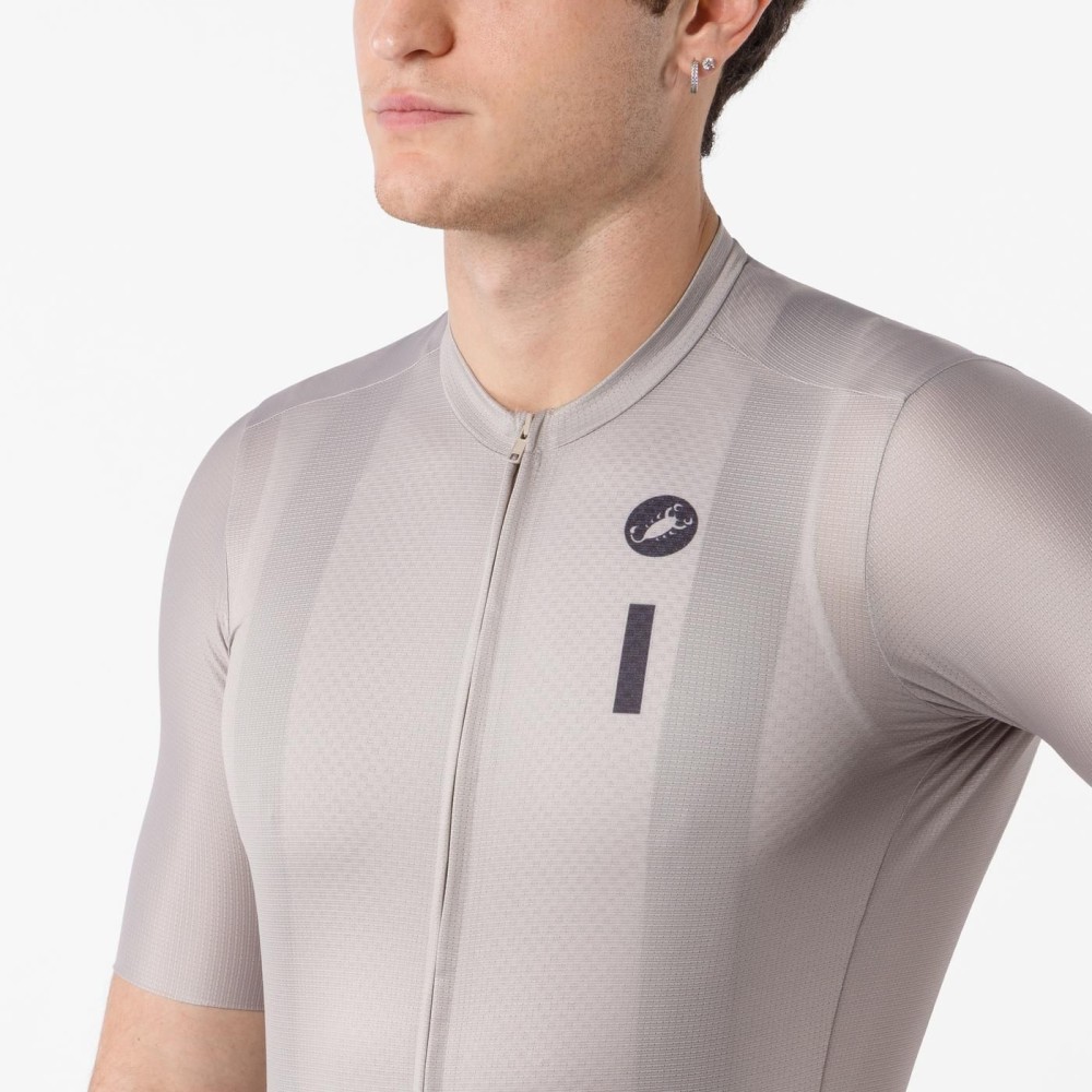 Maillot Corto Castelli Drittone Logo Hombre Clay/Azul Belgian