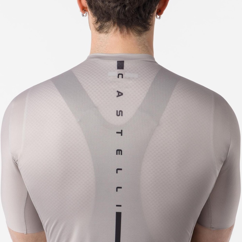 Maillot Corto Castelli Drittone Logo Hombre Clay/Azul Belgian