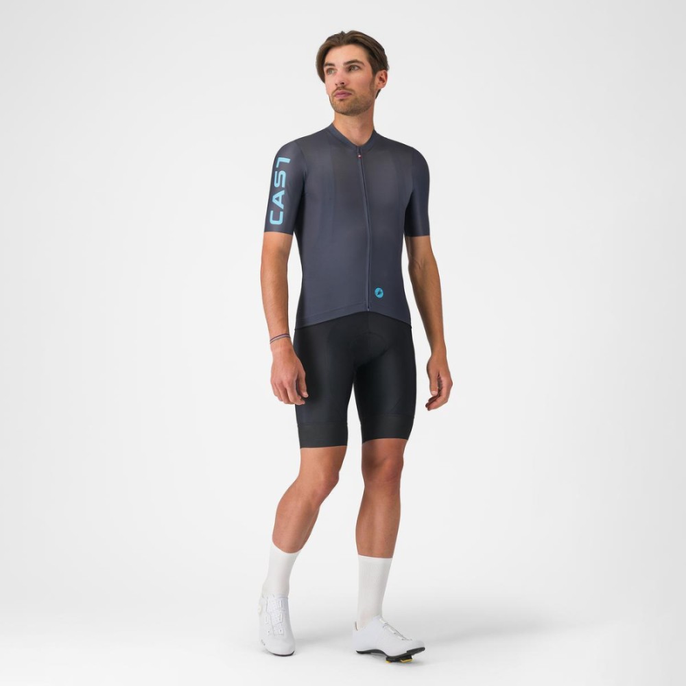 Maillot Corto Castelli Entrata Apex Hombre Az Twilight/Neón Cobalto