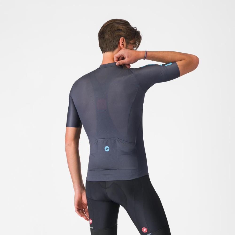 Maillot Corto Castelli Entrata Apex Hombre Az Twilight/Neón Cobalto