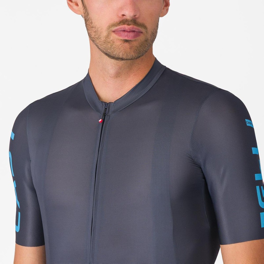 Maillot Corto Castelli Entrata Apex Hombre Az Twilight/Neón Cobalto