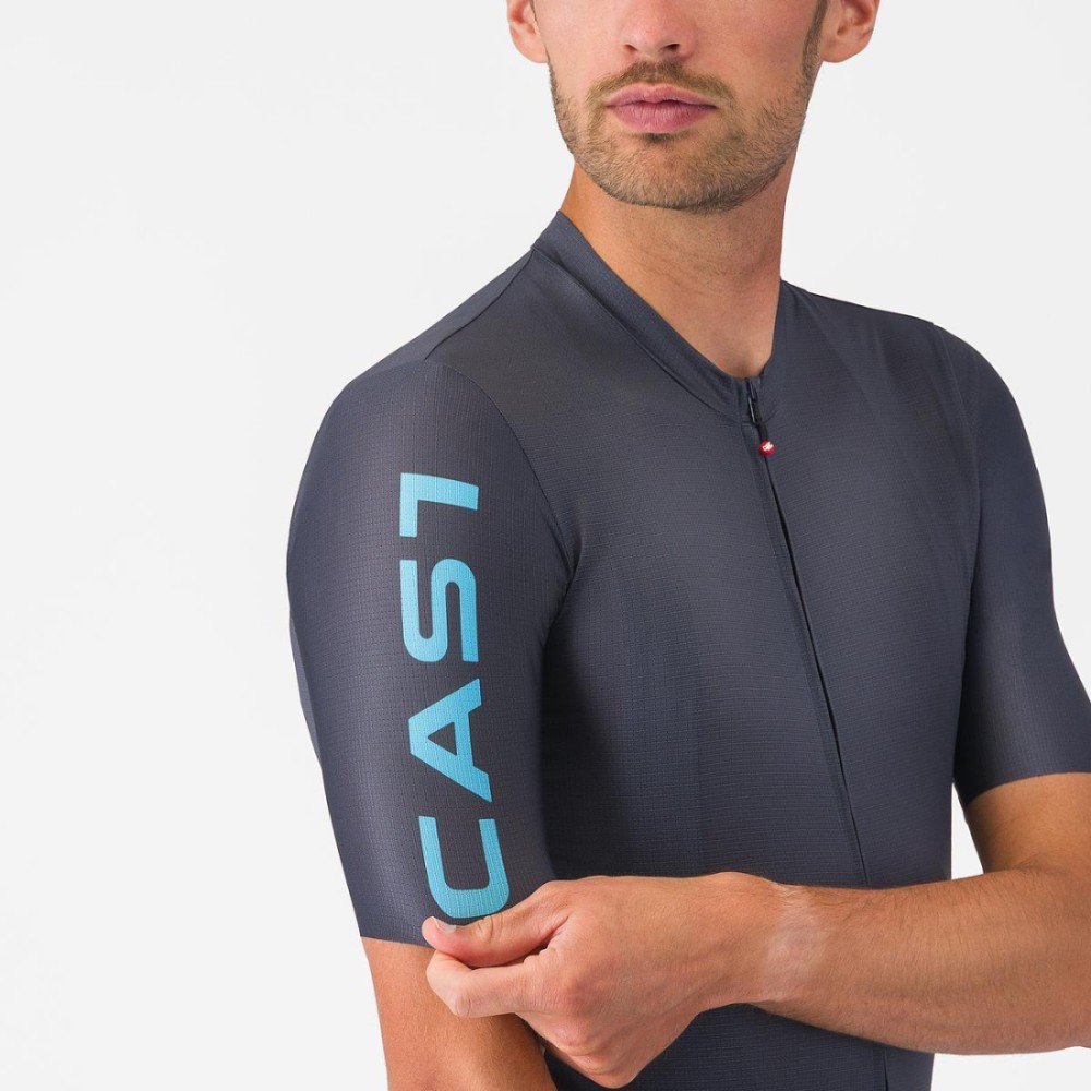 Maillot Corto Castelli Entrata Apex Hombre Az Twilight/Neón Cobalto