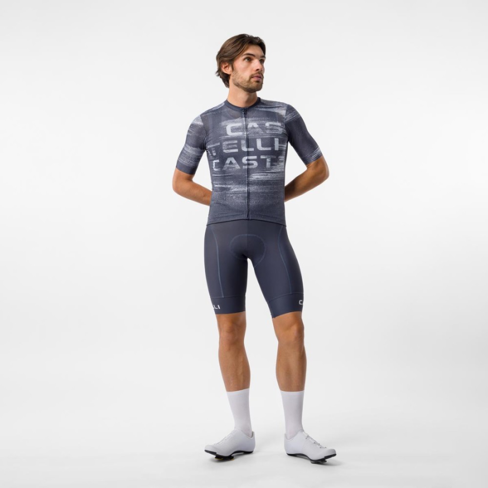 Maillot Corto Castelli Stratus Logo Hombre Azul
