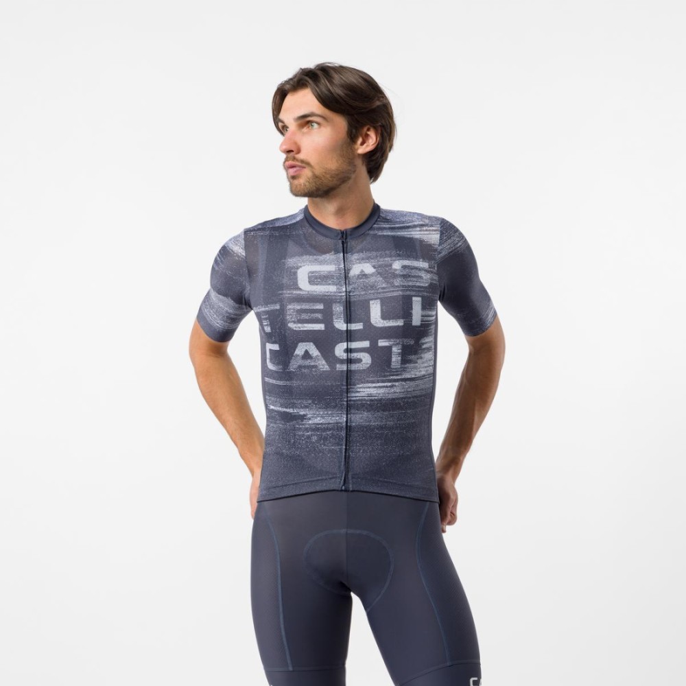 Maillot Corto Castelli Stratus Logo Hombre Azul