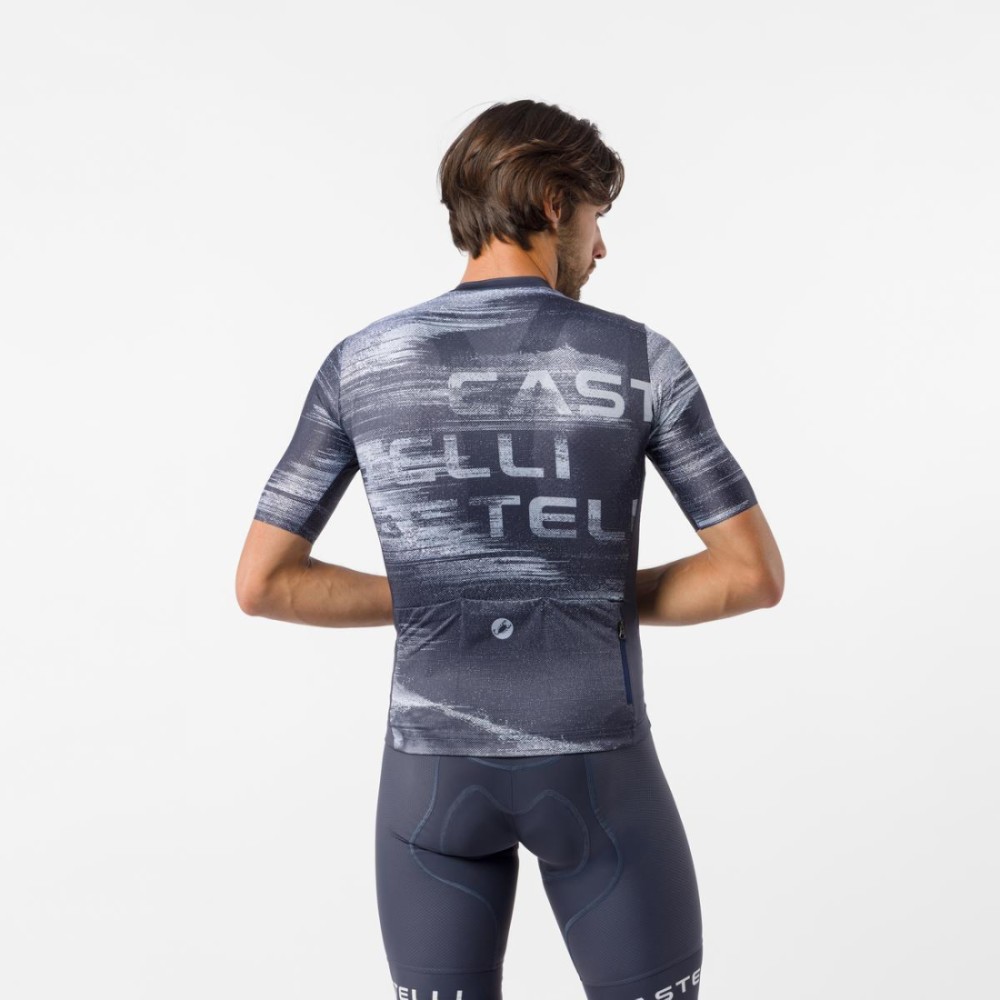 Maillot Corto Castelli Stratus Logo Hombre Azul
