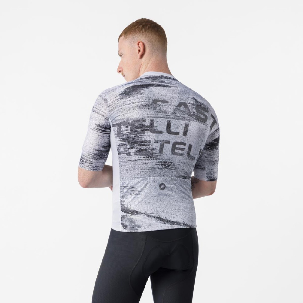 Maillot Corto Castelli Stratus Logo Hombre Blanco/Gris