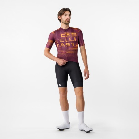 Maillot Corto Castelli Stratus Logo Hombre Burdeos