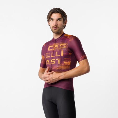 Maillot Corto Castelli Stratus Logo Hombre Burdeos